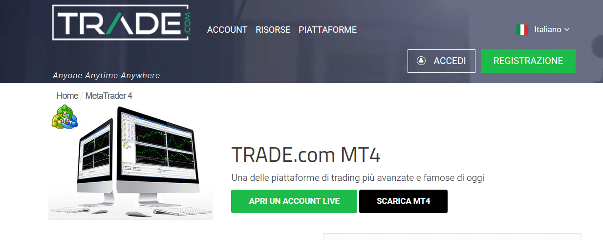 MetaTrader 4 su Trade.com