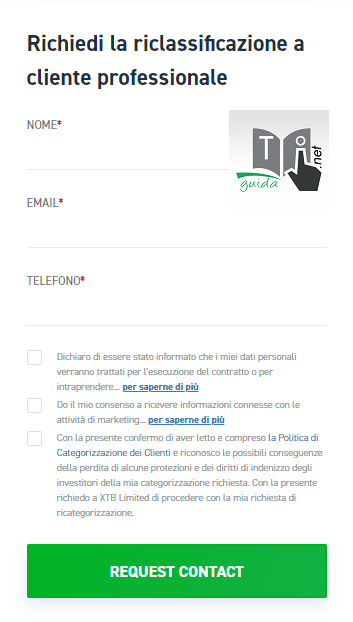 modulo richiesta cliente professionale XTB