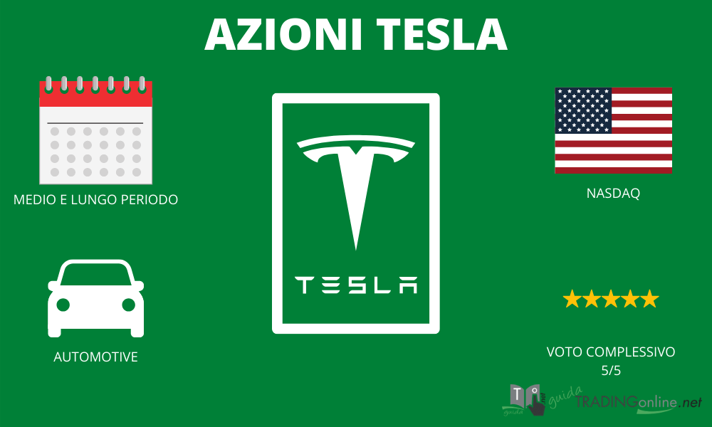 Azioni Tesla - riassunto infografica