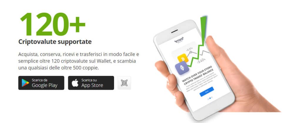 Su eToro App Crypto hai 120 criptovalute disponibili