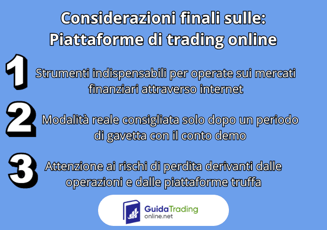 Considerazioni finali da tenere a mente sulle piattaforme di trading online